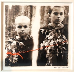 Post Soviet Avant Garde Art. Silver Gelatin Print Photograph with Colored Pencil