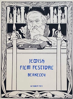 Affiche vintage du Festival du film juif de Berkeley EM Lilien Art nouveau judaïque de 1971