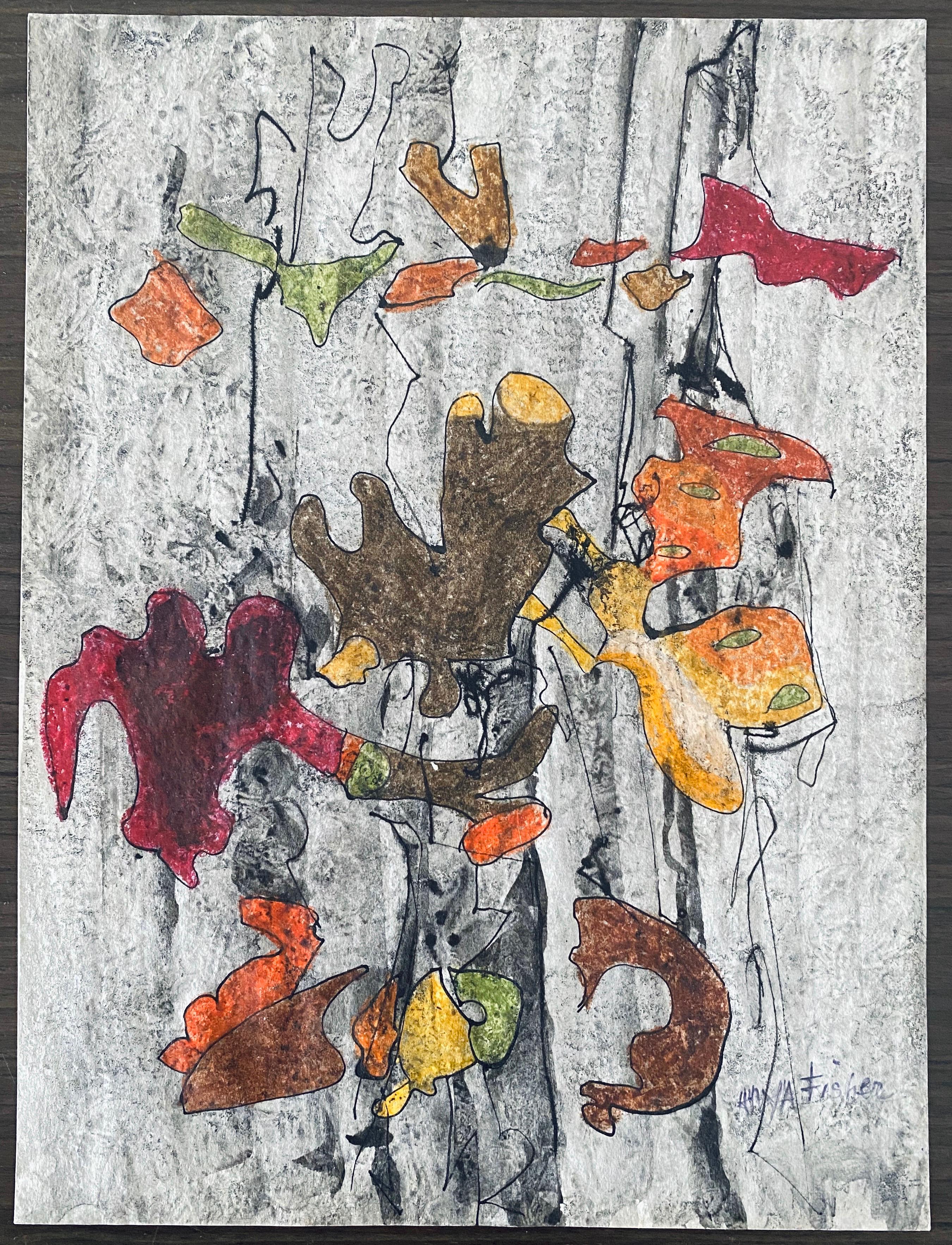 Abstract  falling leaves drawing - Art by Anya Fisher