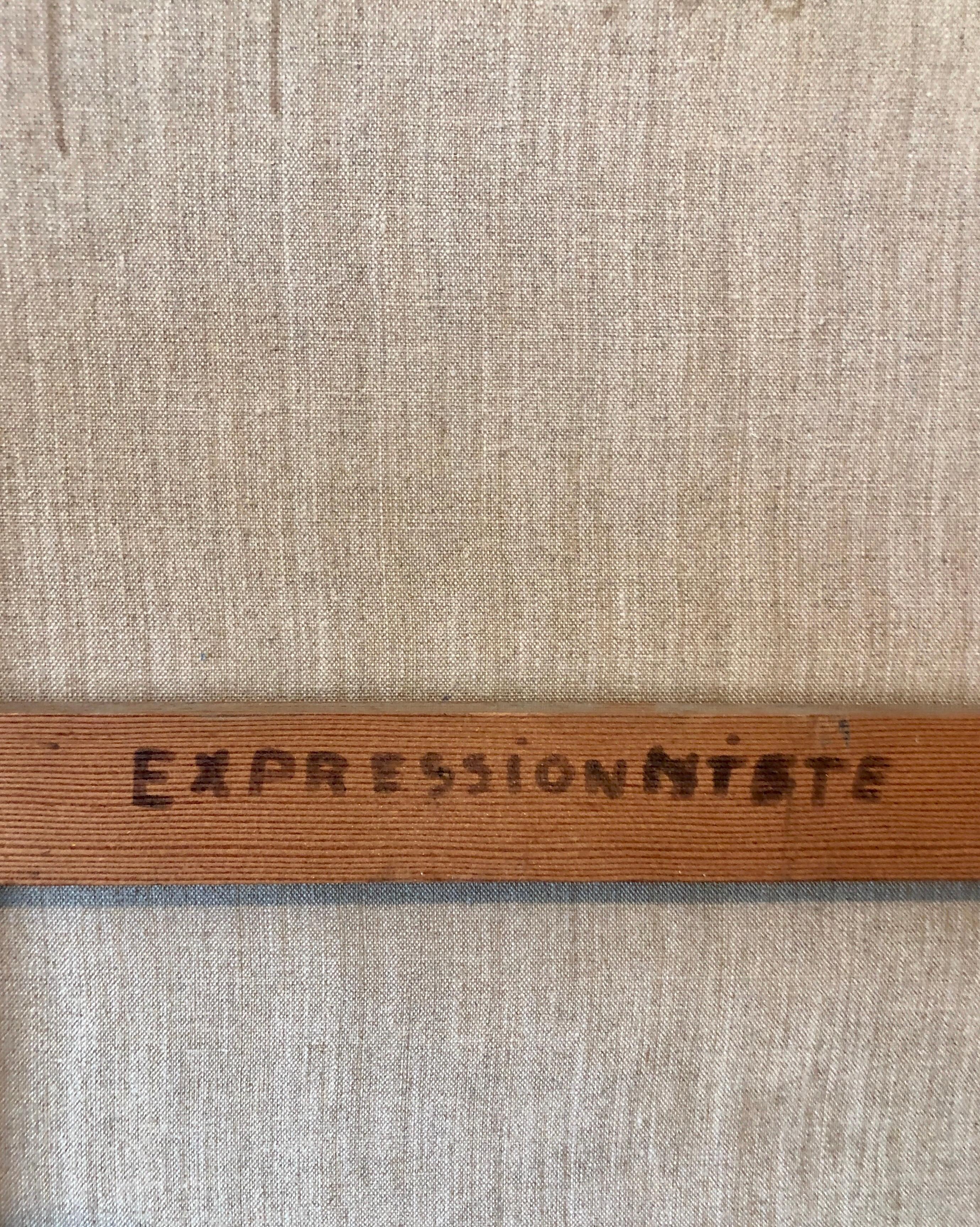 Grande peinture à l'huile expressionniste française, Fille, Poupée, Ecole de Paris 1
