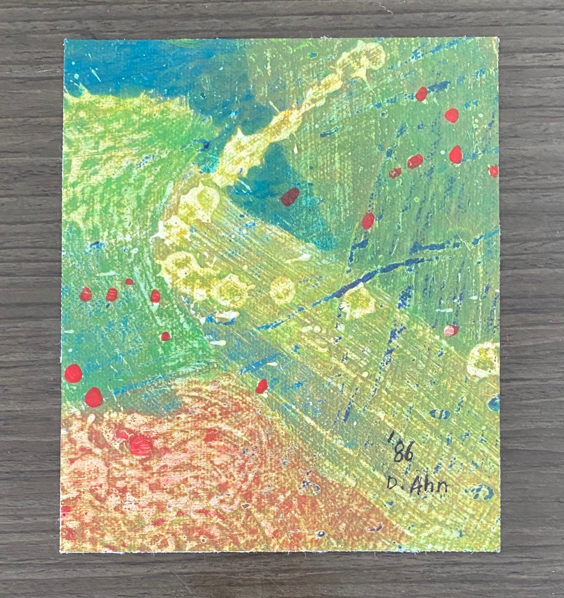 Gestural Abstraction, Miniature Abstract Expressionist Korean Modernist Painting