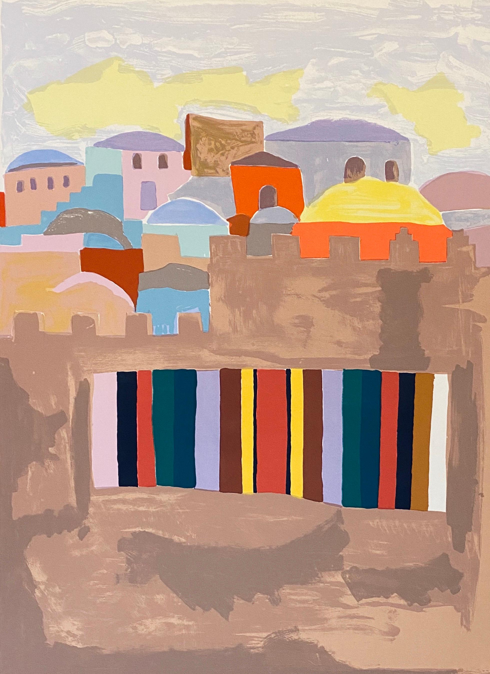 Isam Bader  Landscape Print - Jerusalem Hand Signed Color Screenprint
