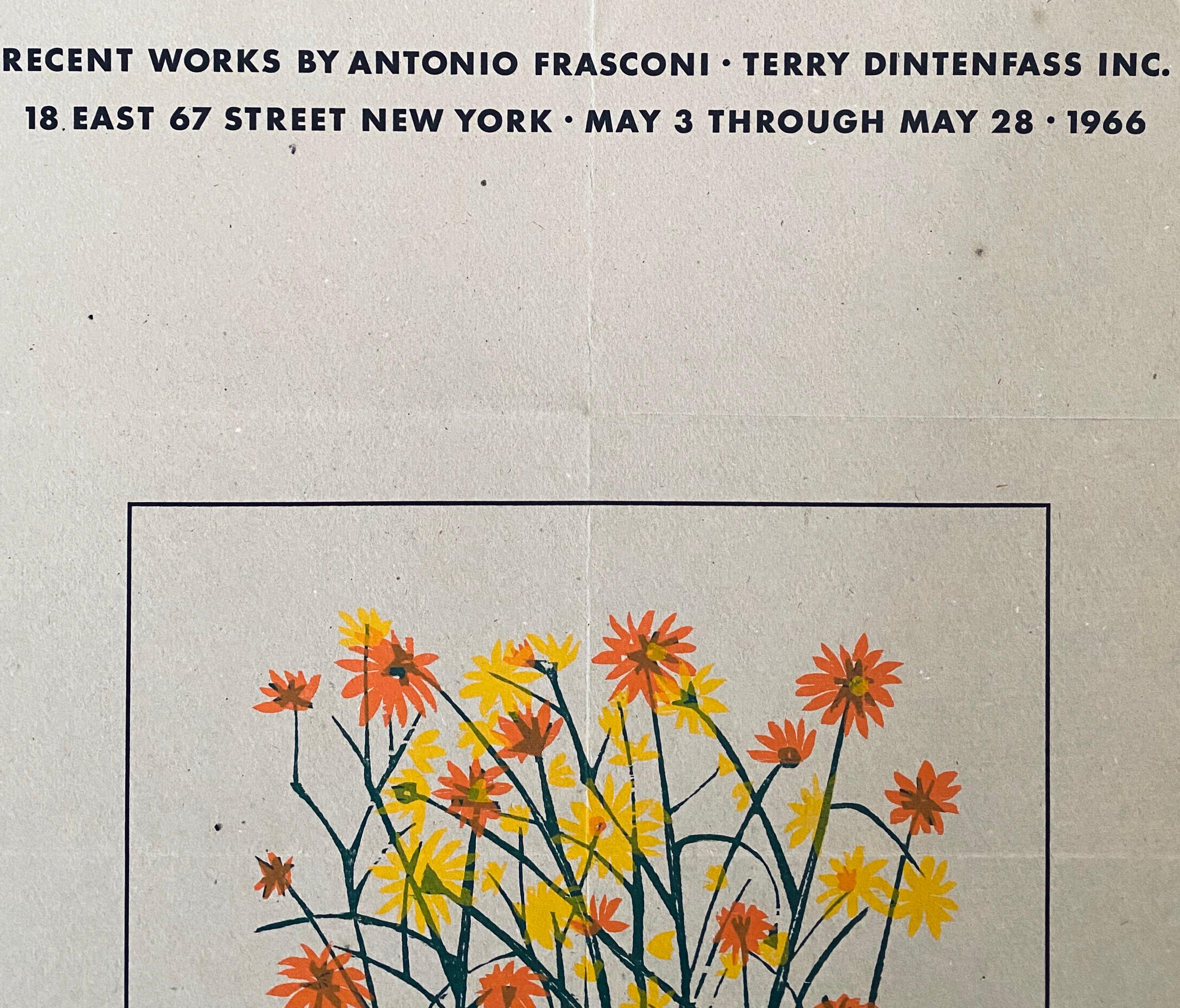 Affiche lithographie vintage d'Antonio Frasconi, Terry Dintenfass Gallery, New York, 1966 en vente 1