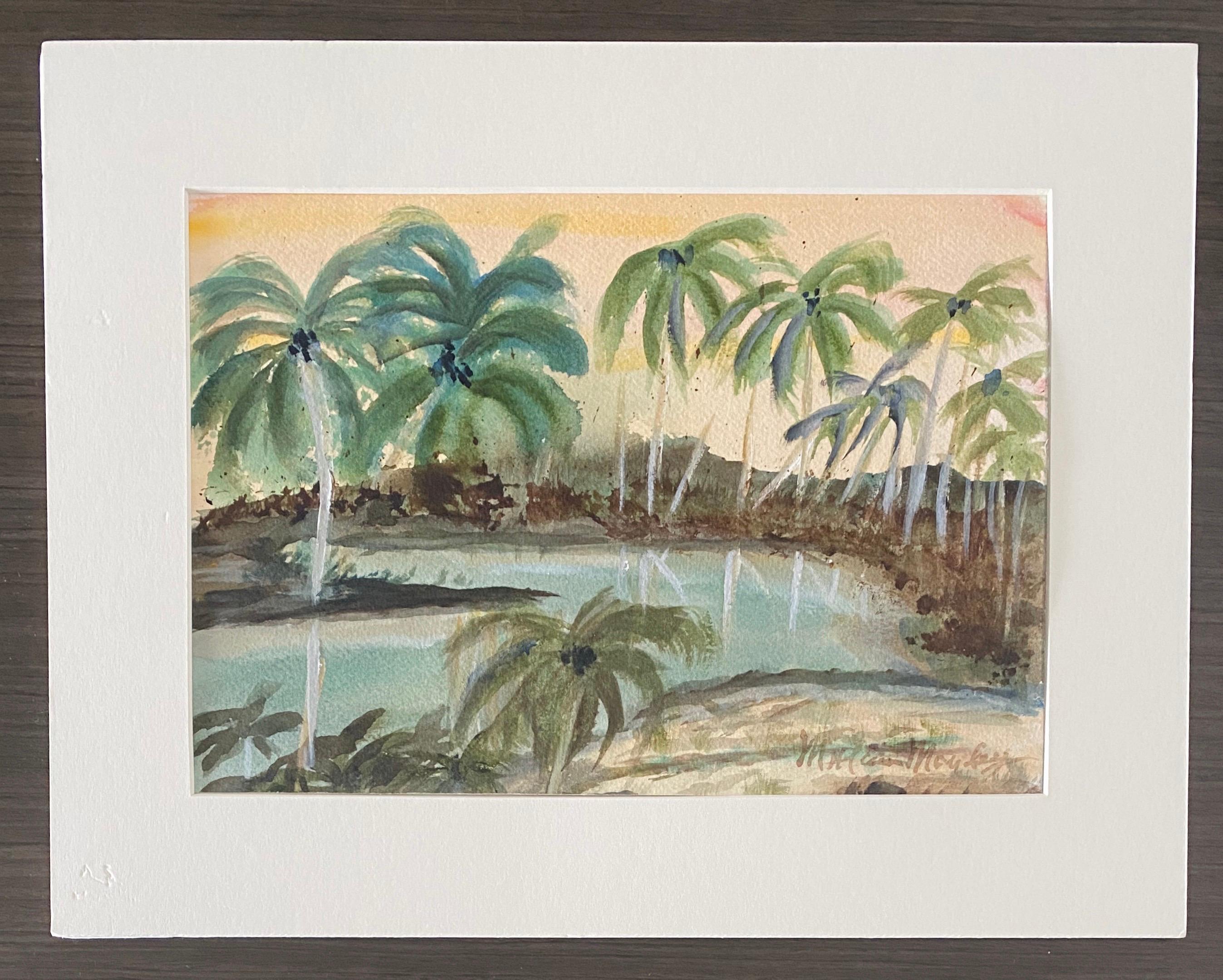 British Artist Malcolm Morley Watercolor Painting Gouache Palm Trees Pop Art 5