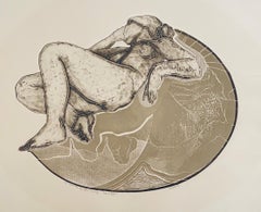 Etching with Aquatint Print Women Reclining 