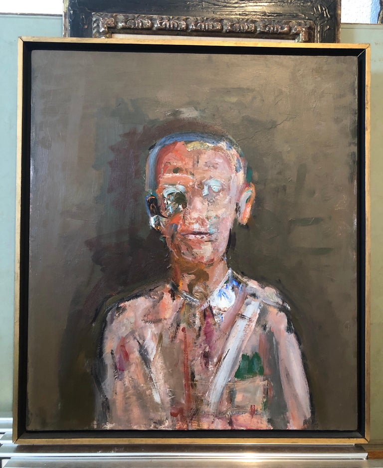 Military Man Portrait Figurative Abstract Oil Painting American Modernist Artist For Sale 8