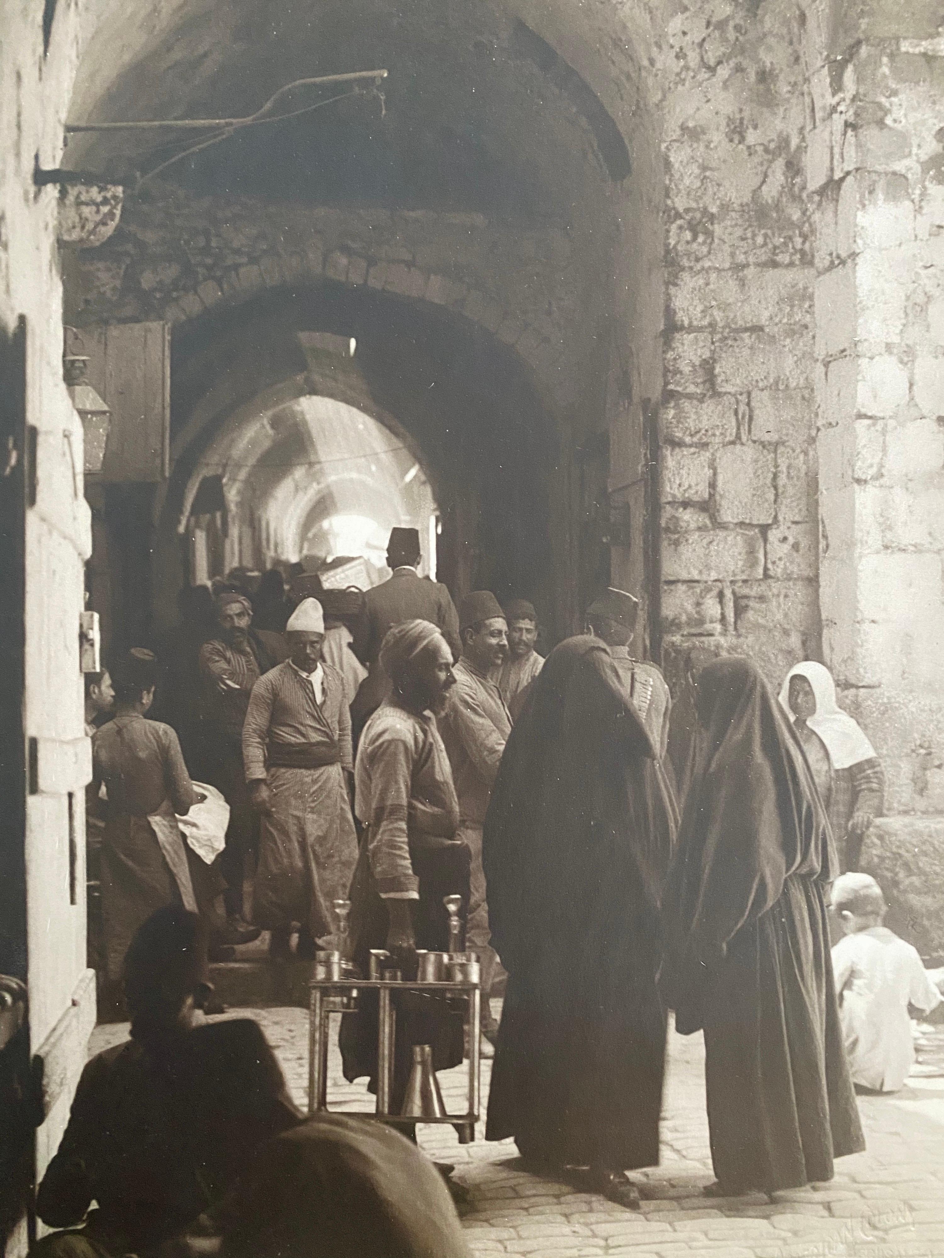 Vintage Large Albumen Photo - Via Dolorosa In Station Of The Bross. Jerusalem  - Photograph by American Colony Jerusalem