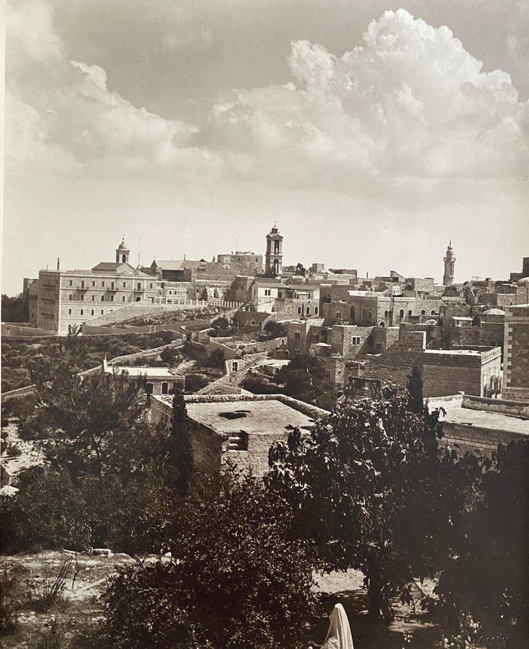 American Colony Jerusalem Black and White Photograph - Vintage Large Albumen Photo Jerusalem Landscape 