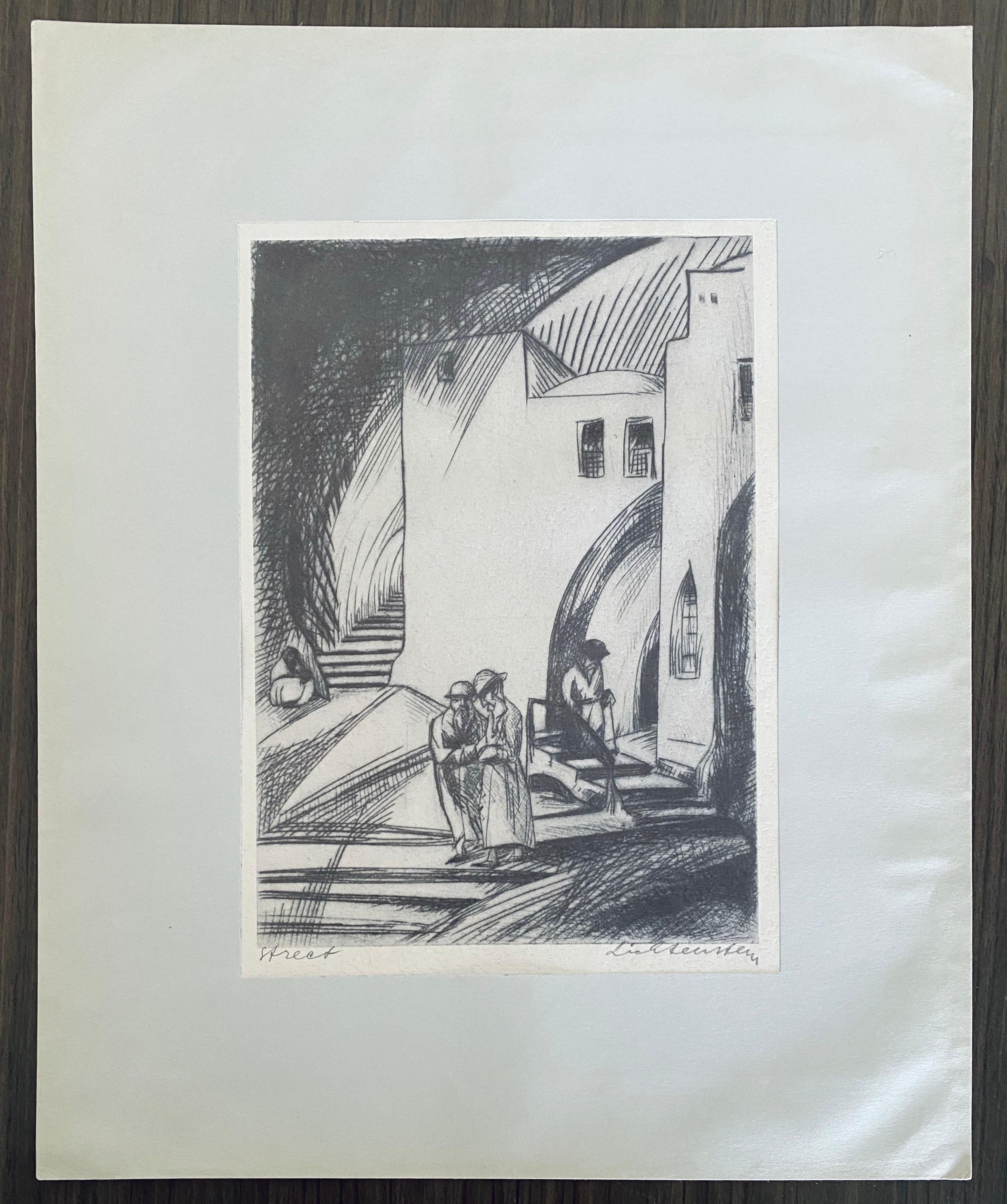  Bezalel School Jerusalem Israeli Judaica Etching - Street  For Sale 3