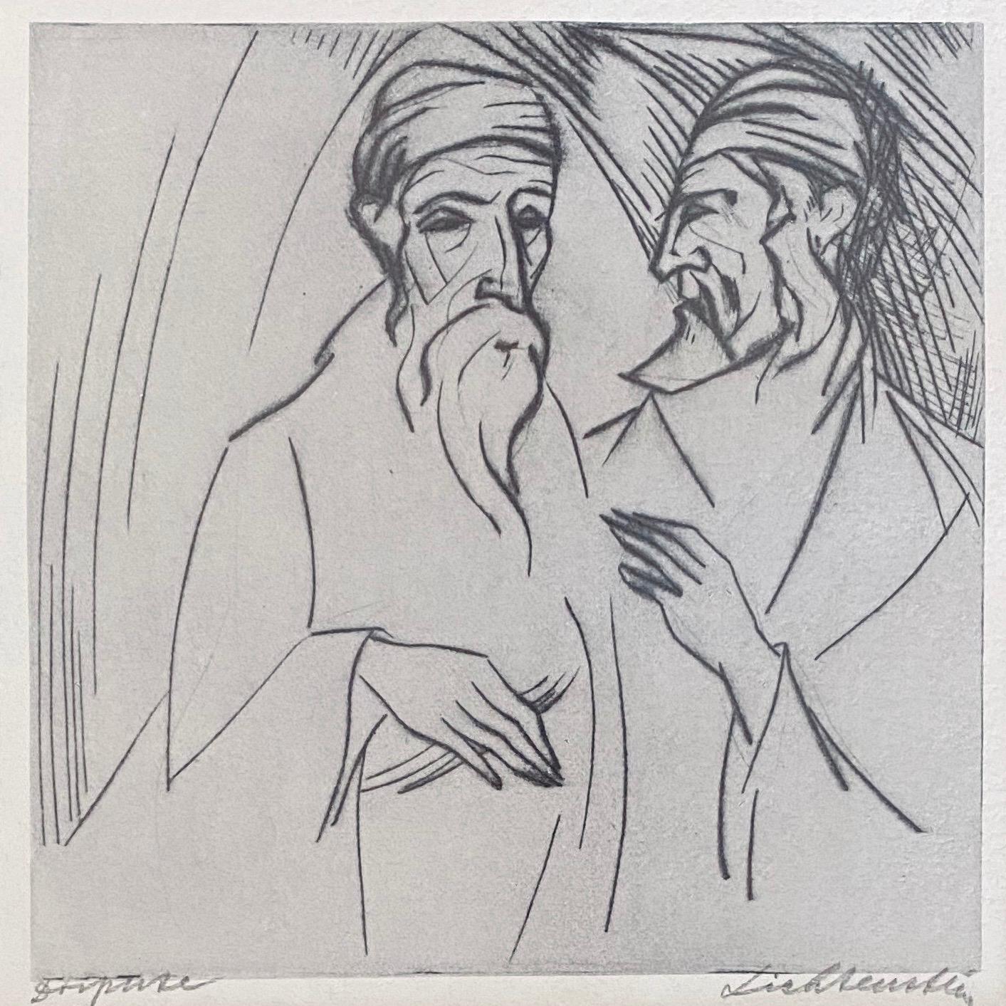  Gravure judaïque israélienne de l'école Bezalel de Jérusalem  - Art de Isaac Lichtenstein