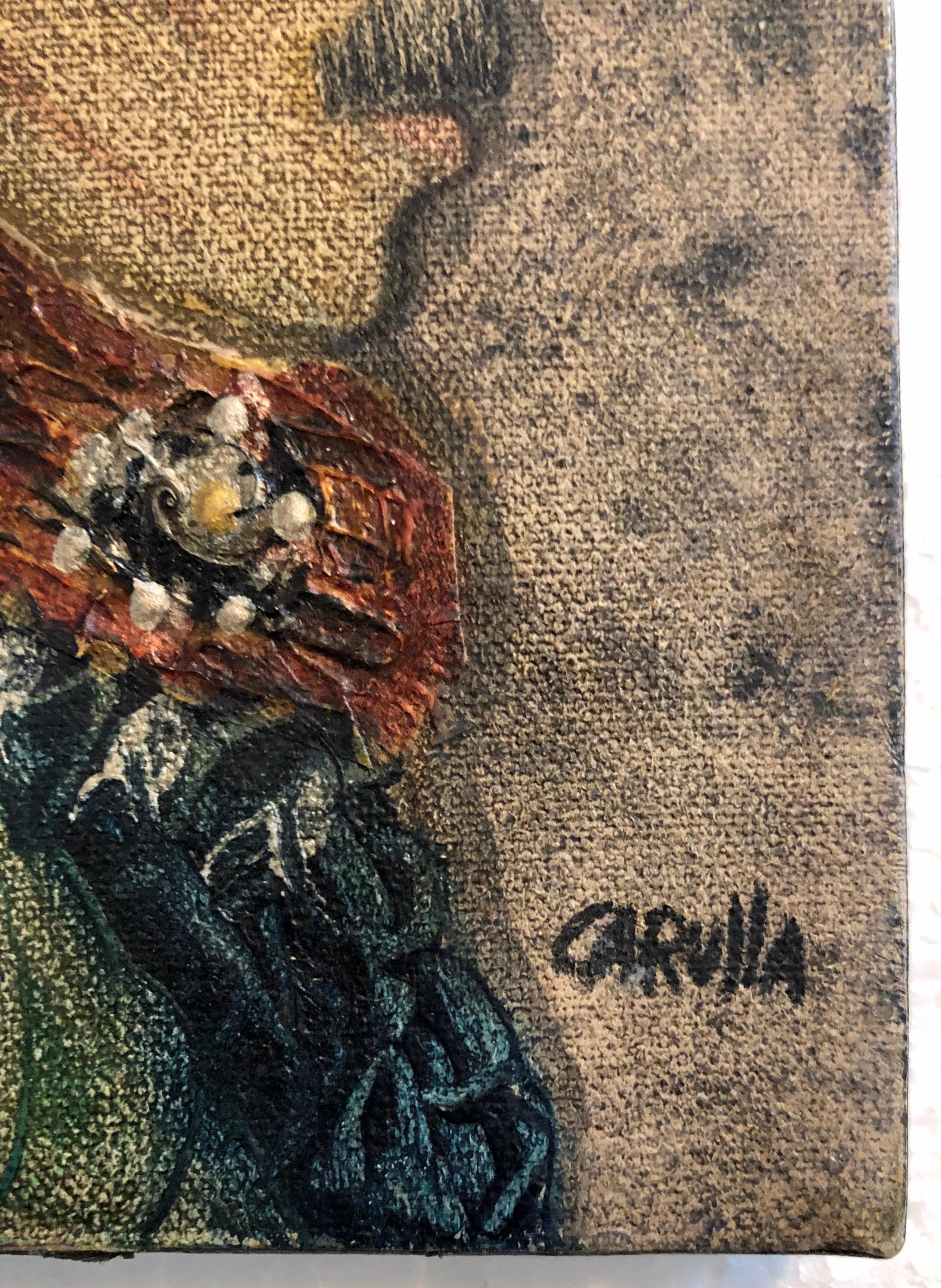 Cuban Art Abstract Oil Painting Latin American Mixed Media Collage Cigar Label 1