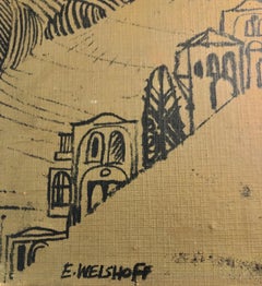 Mixed Media Jerusalem Silkscreen Serigraph Print Mounted to Wood Israeli Judaica