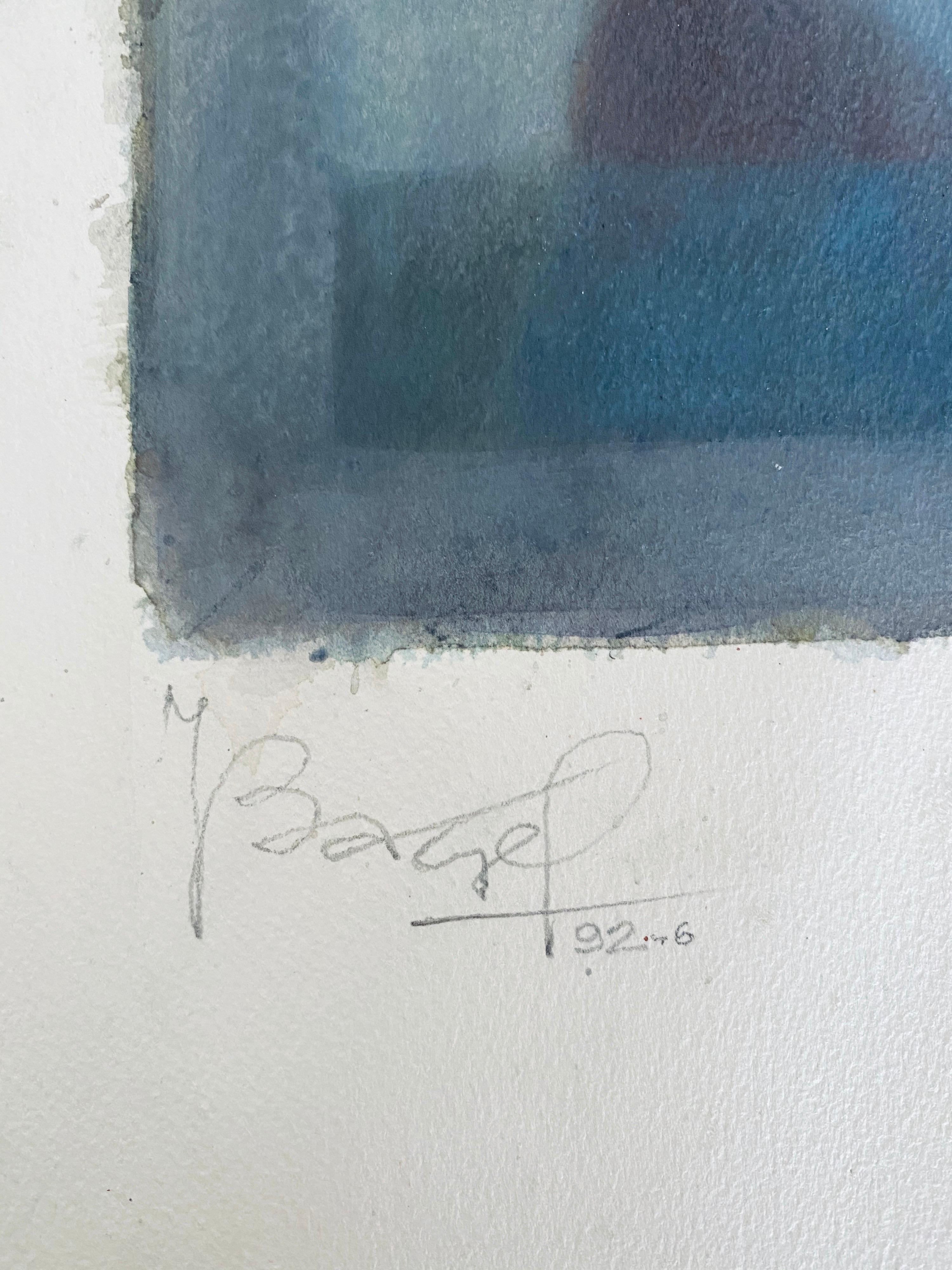 Polish French Judaica Watercolor Gouache Painting Original Bauhaus Yiddish Art 2