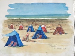 Polacco Francese Judaica Pittura ad acquerello a guazzo Originale Bauhaus Arte Yiddish