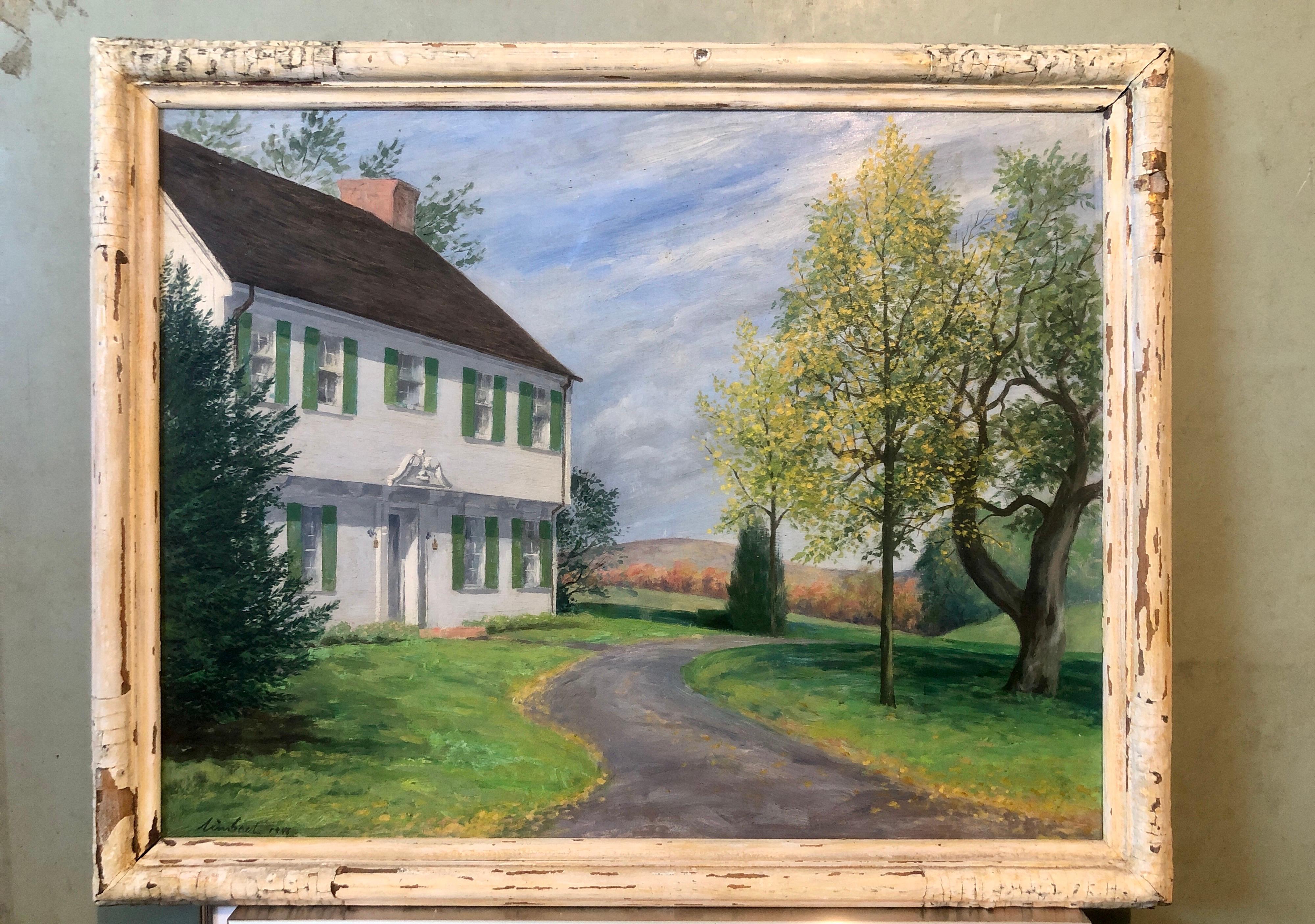 1946 WPA Ohio Artist Russel Limbach American Colonial Home Oil Painting 3
