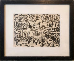 Abstract Jerusalem Landscape Old City Landscape Gouache Painting Bezalel Artist