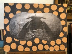 Großes zeitgenössisches Gemälde in Mischtechnik von Scoli Acosta, LA Art, Collage „Rote Planet“