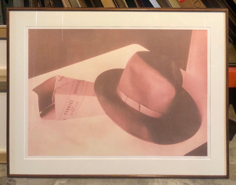 Large Vintage Photograph Polaroid Transfer Photo Print Borsalino Hat Signed 1996 For Sale 3