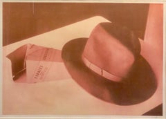 Large Used Photograph Polaroid Transfer Photo Print Borsalino Hat Signed 1996