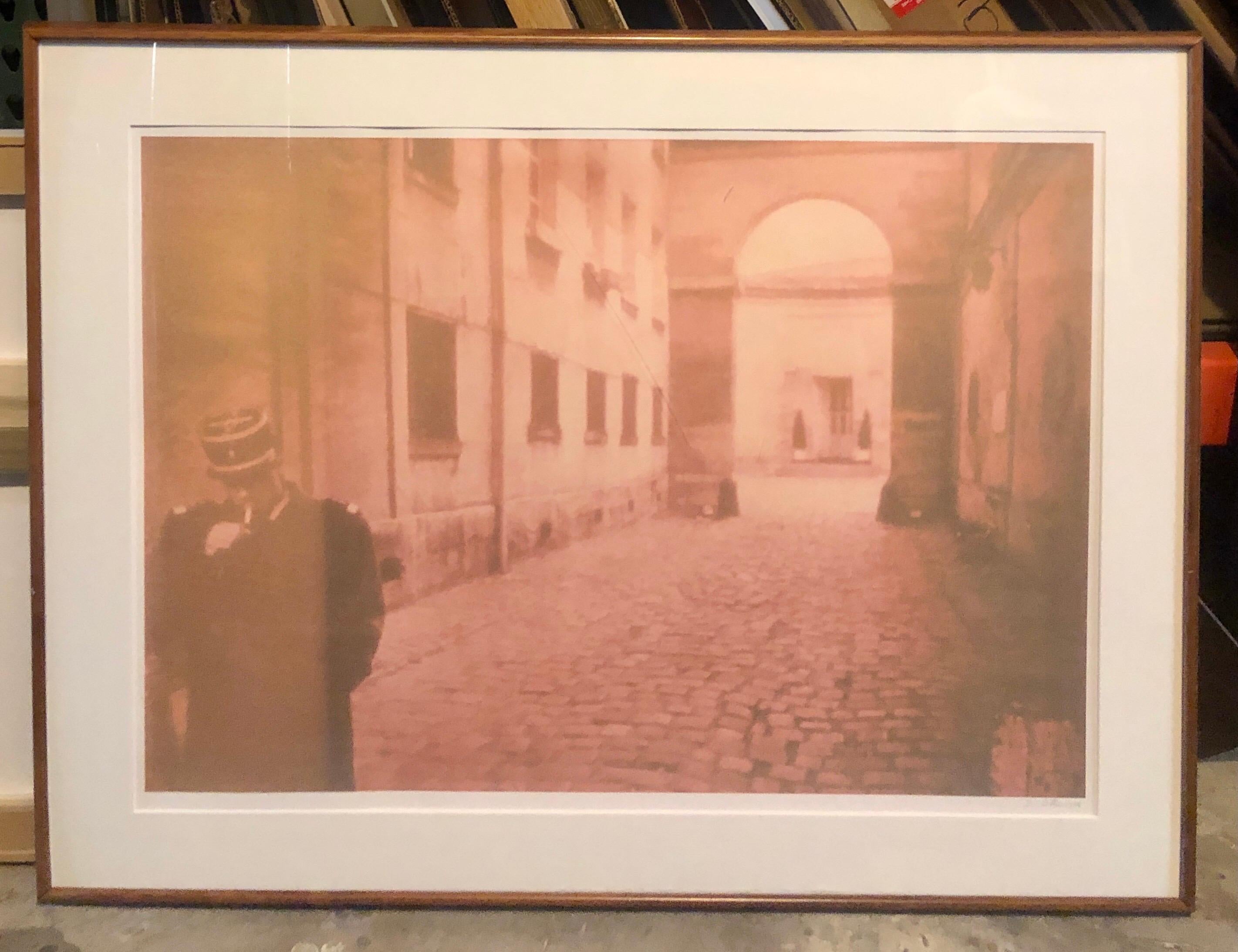 Large Vintage Photograph Polaroid Transfer Photo Print Policeman Smoking, Paris  For Sale 1