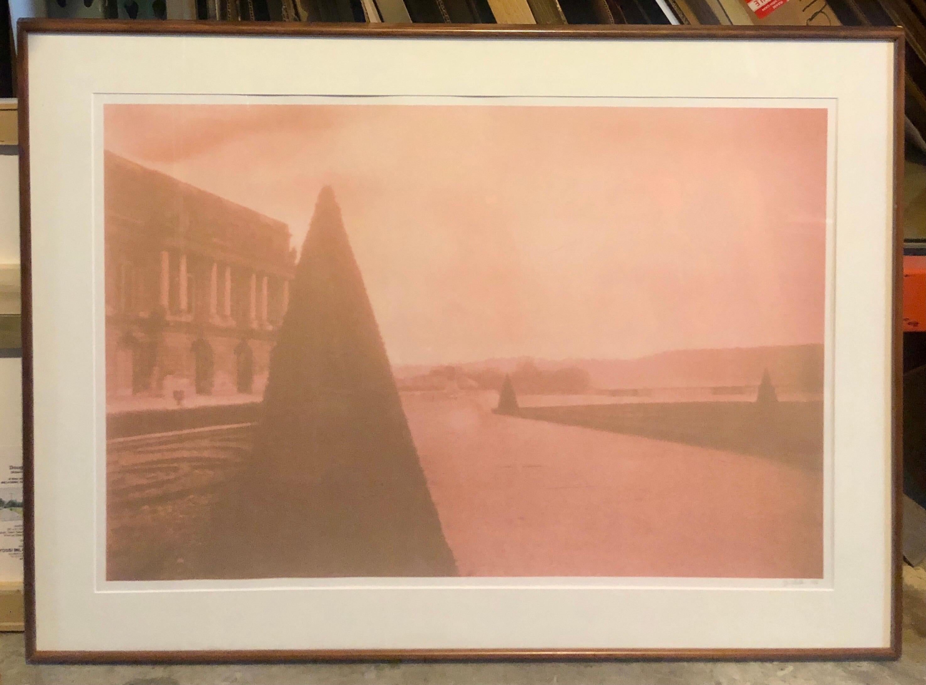 Large scale print, 24 X 36 inches. Framed to 29.5 X 41.5. This was described as Polaroid transfer print. It has the feel of a Frisson print. It is hand signed in pencil and dated. It is done in a sepia color tone. The color might have possibly