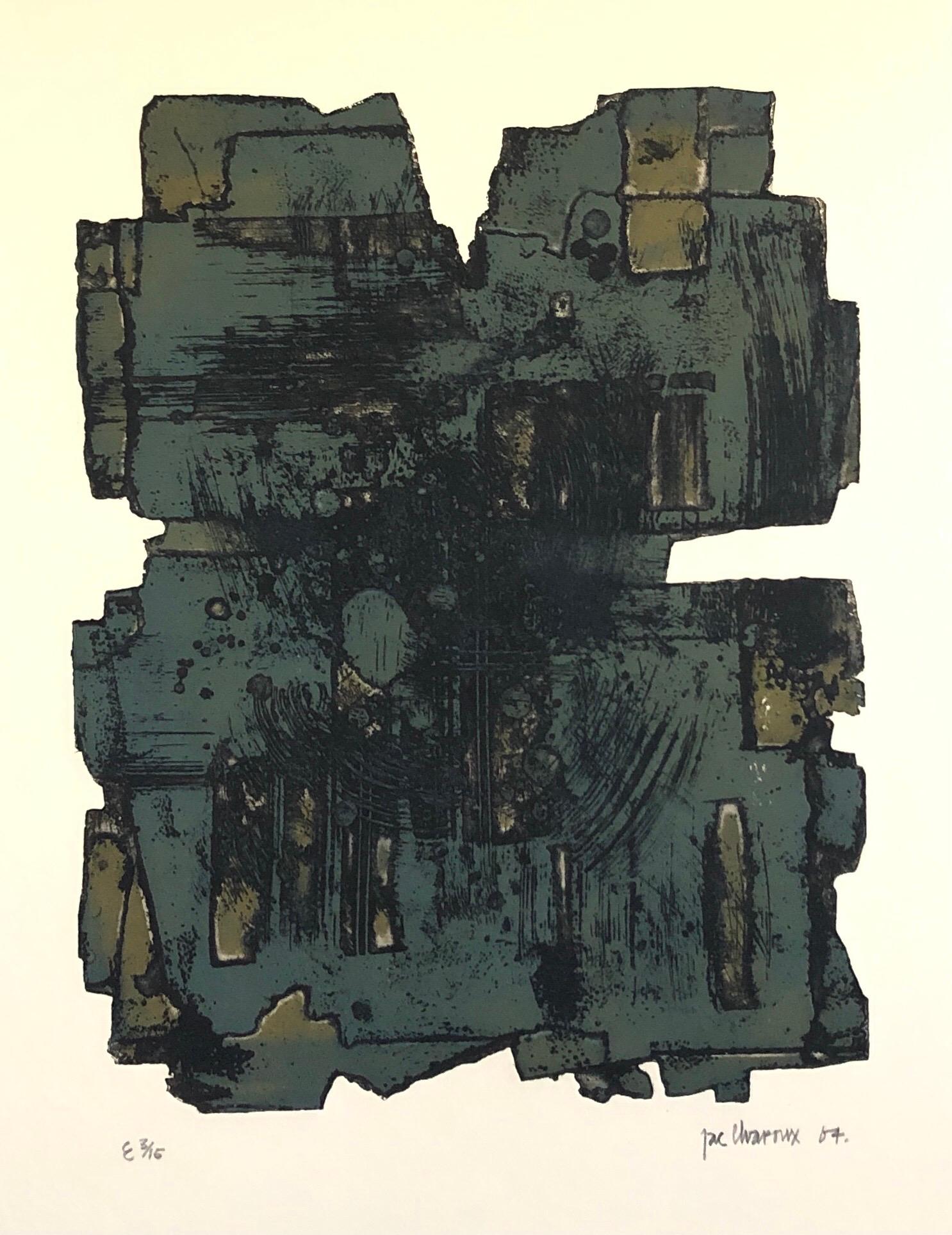 Jacques (Jac) Charoux Abstract Print - 1964 Jac Charoux Textured Abstract Etching Brutalist Art Brut Print