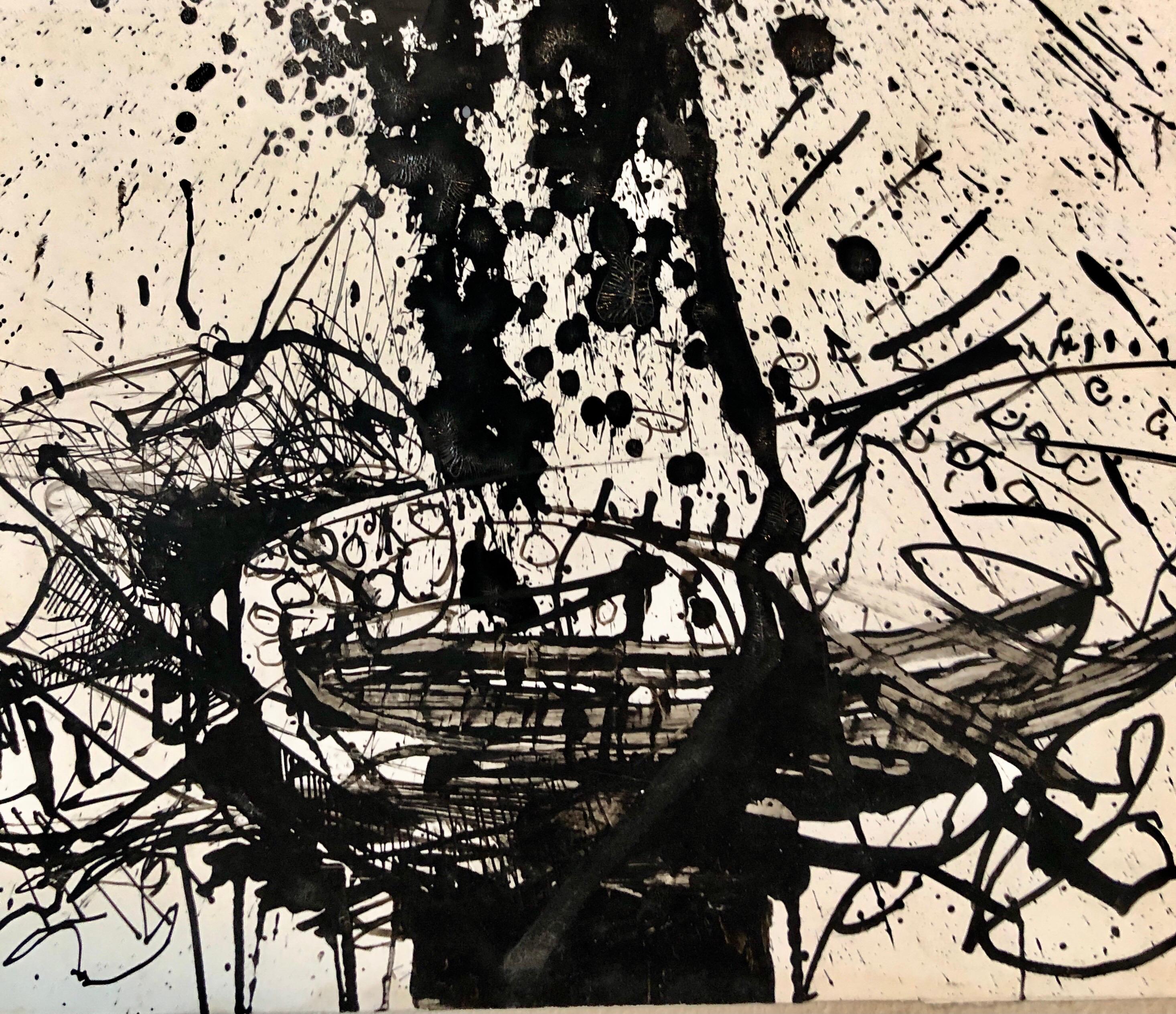 Dessin expressionniste abstrait - Beige Abstract Drawing par John Levee