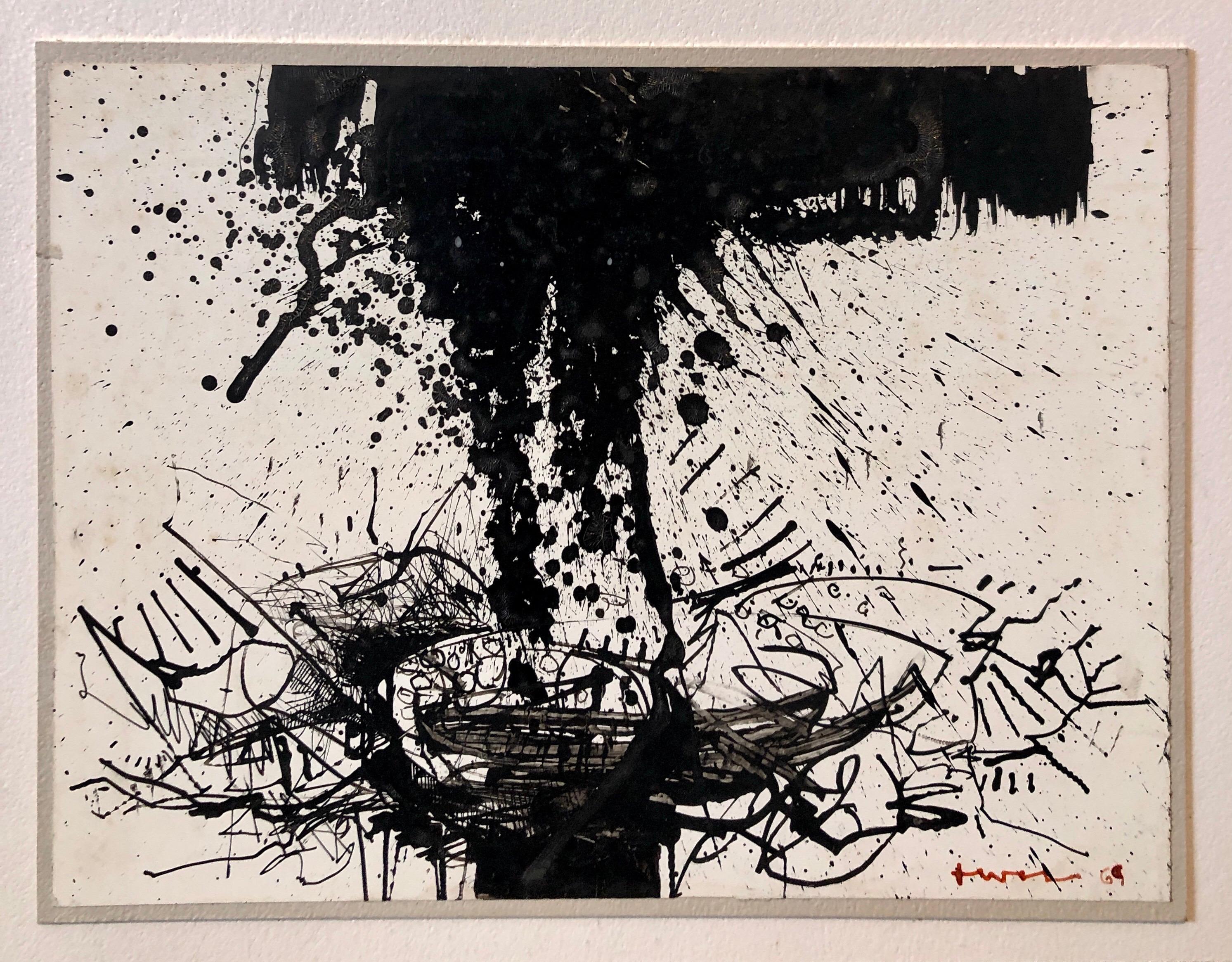 Dessin expressionniste abstrait - Art de John Levee