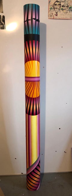 Abstract Geometric Shaped Canvas Painting Sculpture Memphis Milano Era 1980s Art