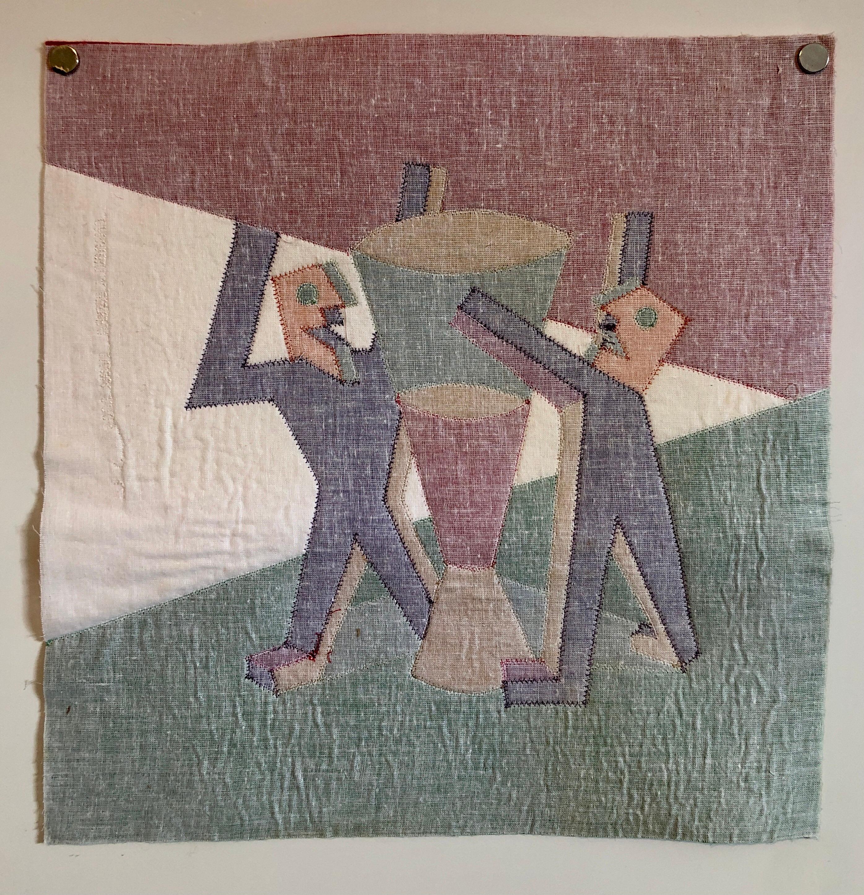 Italian Wool Felt Handmade Futurist Fortunato Depero Art Tapestry Wall Hanging For Sale 4
