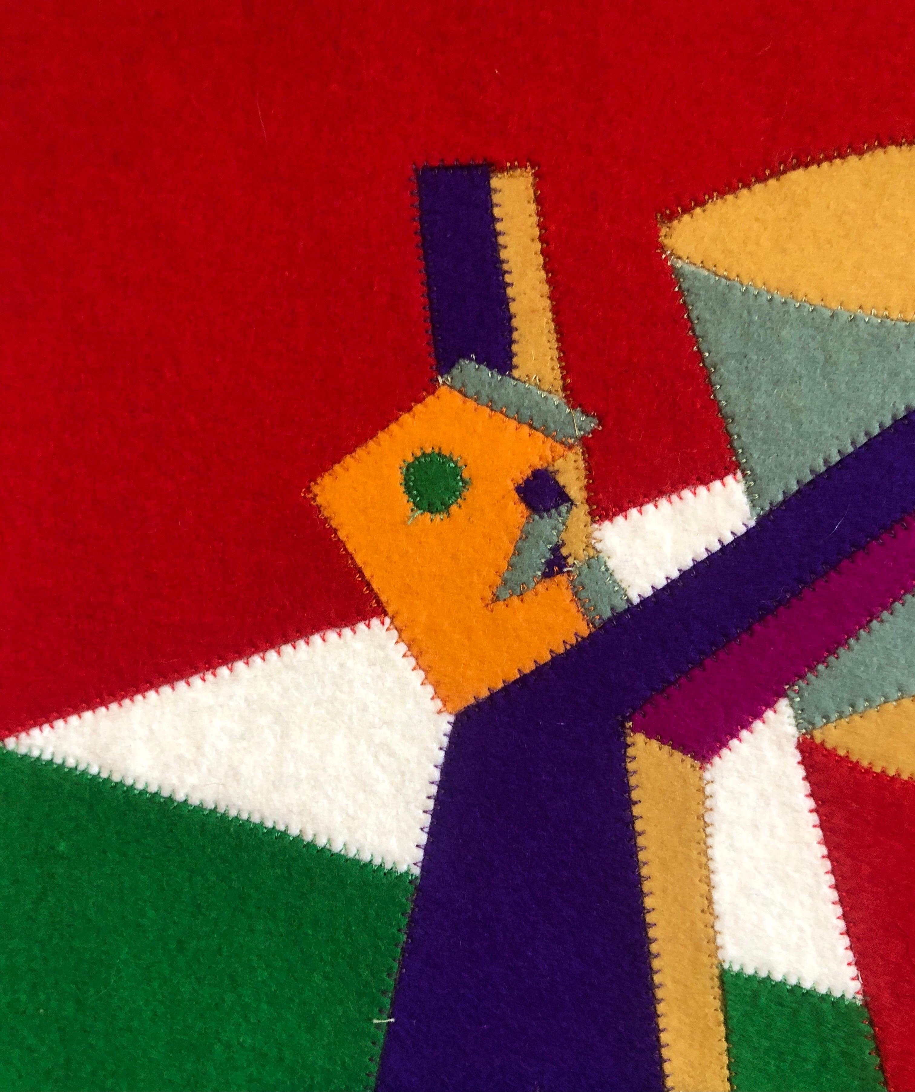 Italian Wool Felt Handmade Futurist Fortunato Depero Art Tapestry Wall Hanging 2