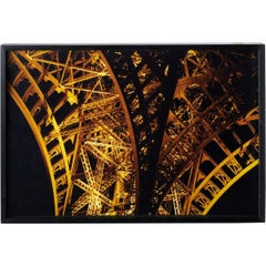 Retro C Print Gold Color Photograph Eiffel Tower Paris France Cibachrome Photo