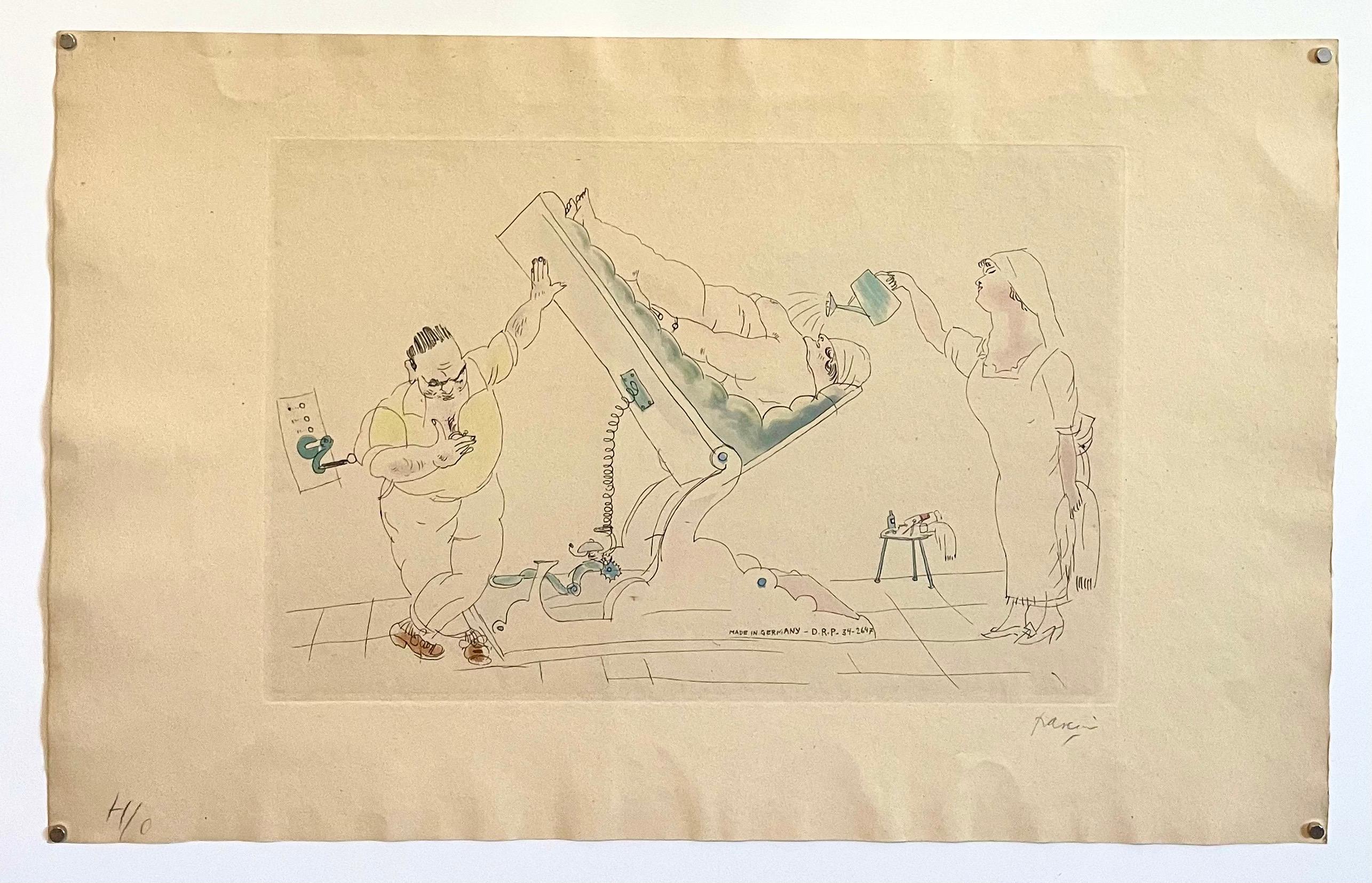Etching with Hand Watercolor Painting Jules Pascin Pencil Signed For Sale 5