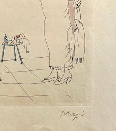 Etching with Hand Watercolor Painting Jules Pascin Pencil Signed