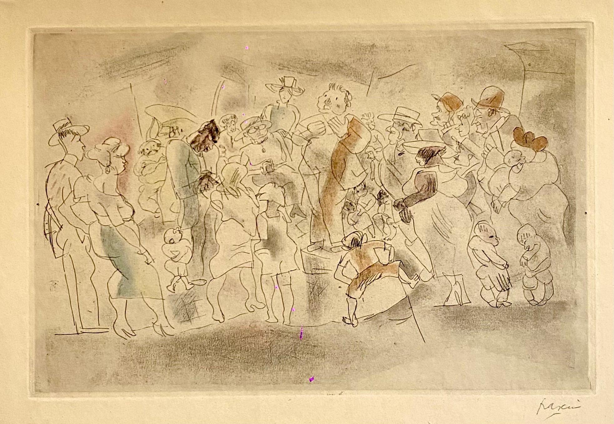 Etching with Hand Watercolor Painting Jules Pascin Pencil Signed