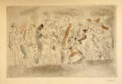 Gravure à l'eau-forte et peinture à l'aquarelle à la main, signée au crayon Jules Pascin