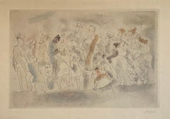 Etching with Hand Watercolor Painting Jules Pascin Pencil Signed