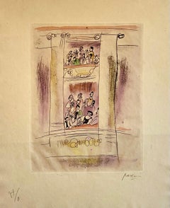 Etching with Hand Watercolor Painting Jules Pascin Pencil Signed