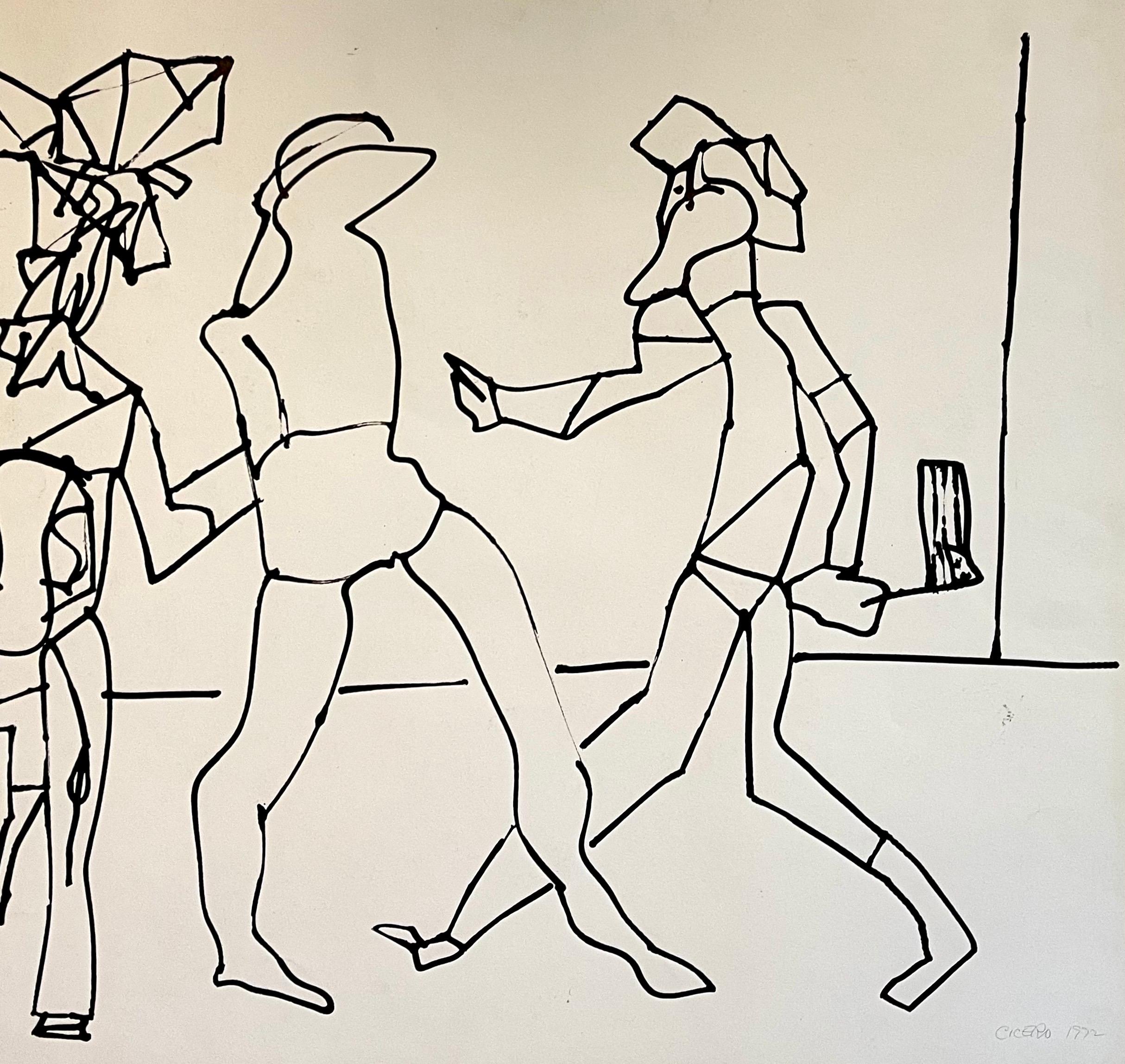 Abstrakt-expressionistische Zeichnung, Aquarellgemälde Carmen Cicero, New Yorker Schule im Angebot 2