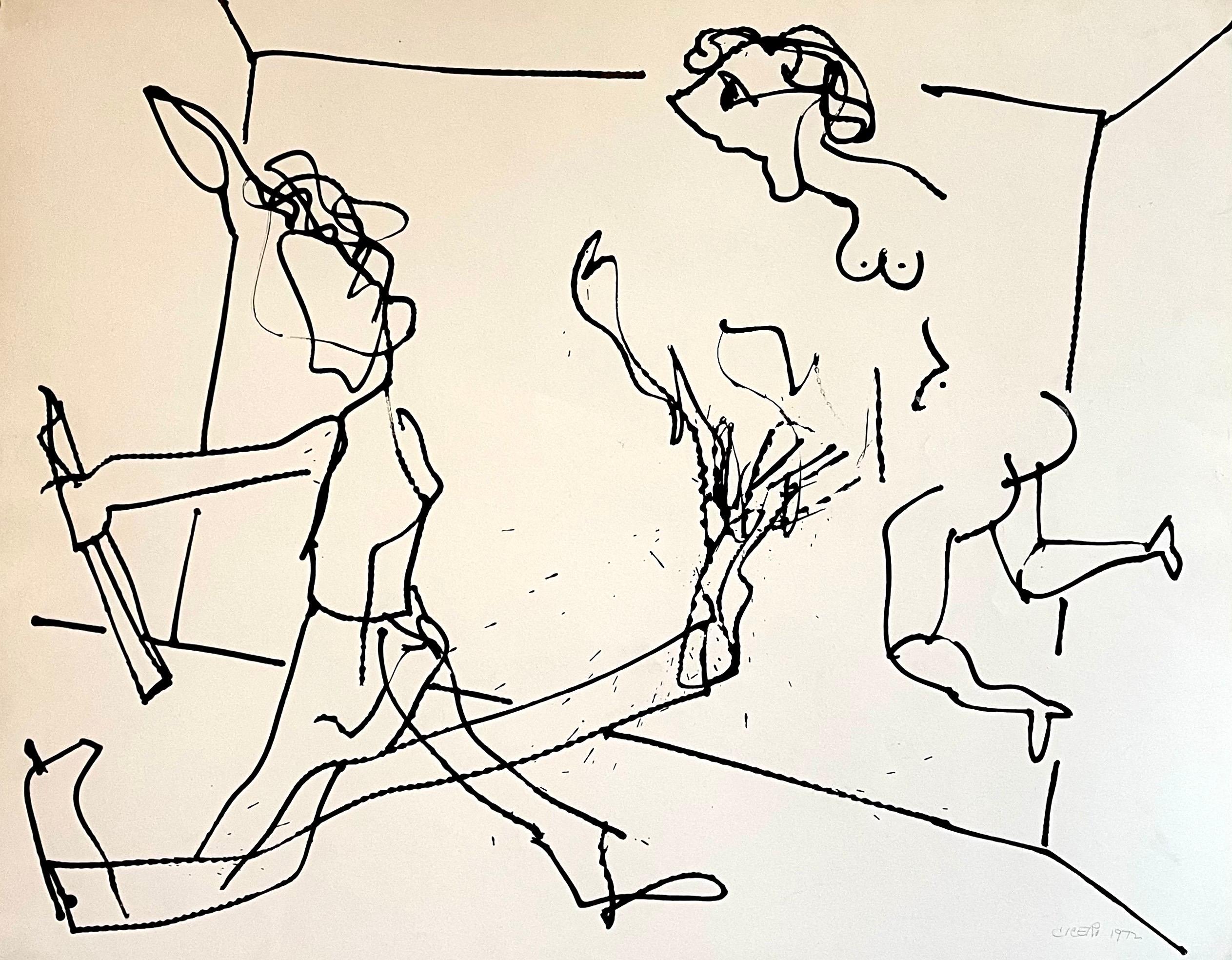 Abstrakt-expressionistische Zeichnung, Aquarellgemälde Carmen Cicero, New Yorker Schule