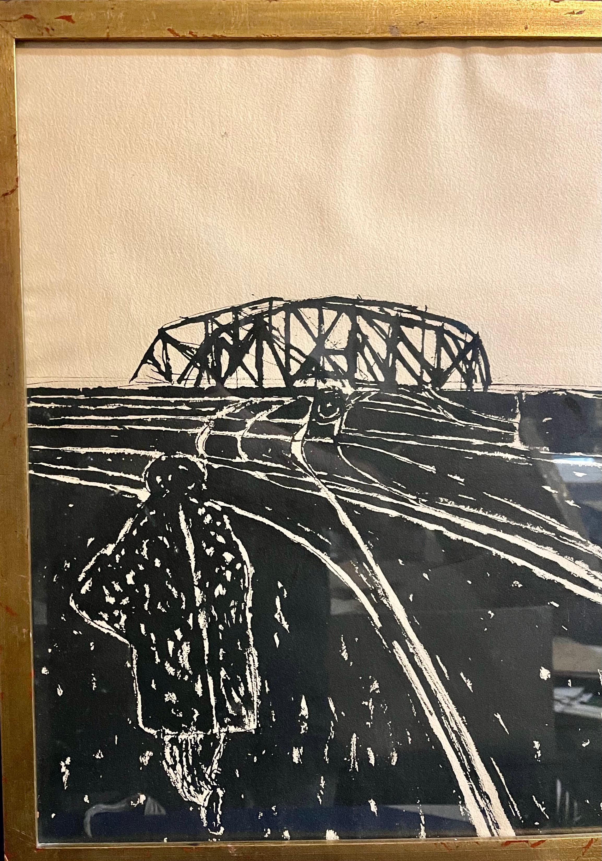 Ink Drawing Painting Train Lines Social Realist WPA Artist Gregorio Prestopino 5