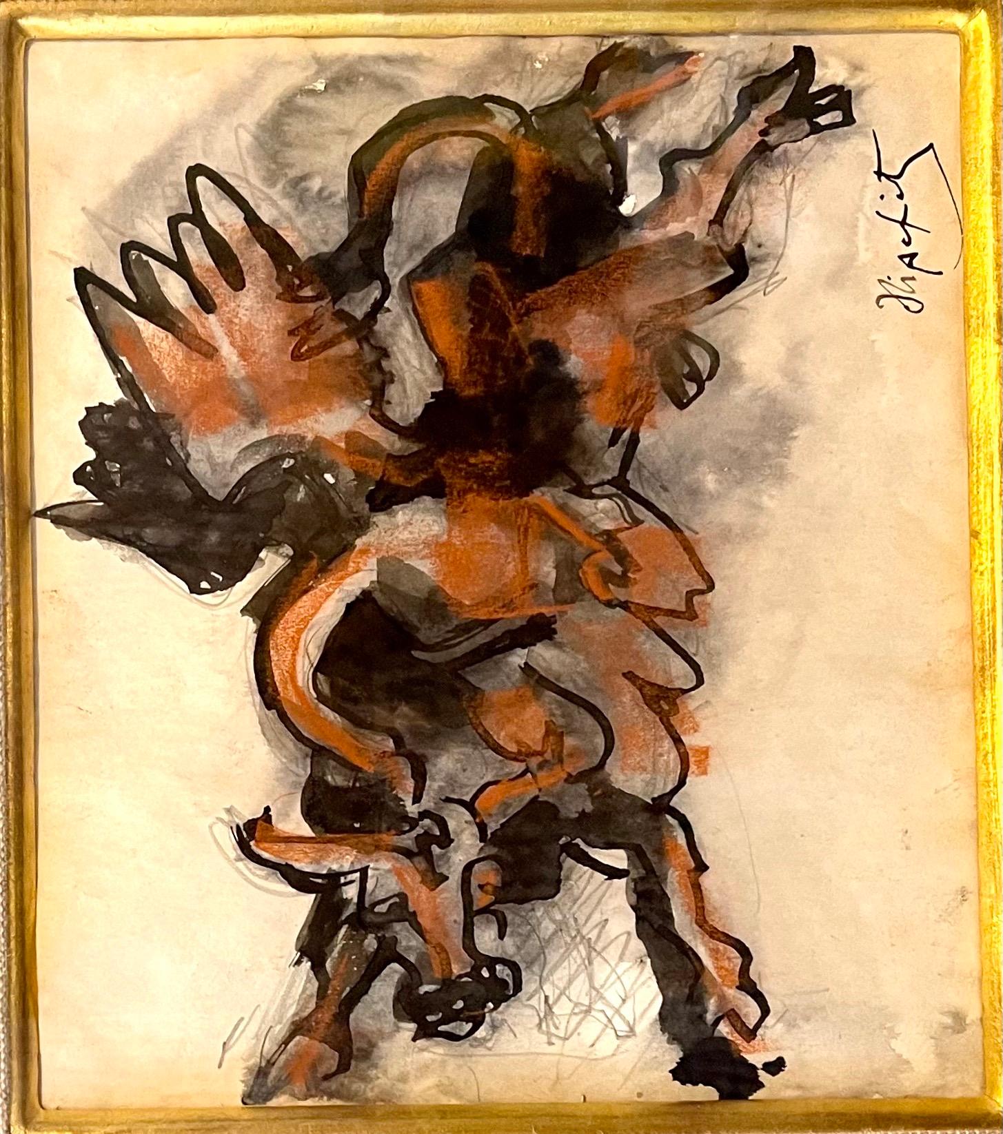 Jacques Lipchitz, Lithuanian-French, 1891-1973. 
Mixed media on paper 
Cubist style depiction of Taurus the bull and a condor. 
Hand signed 