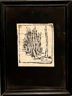 Expressionist Miniature Drawing Wheat Stalks American Modernist Ben Zion WPA