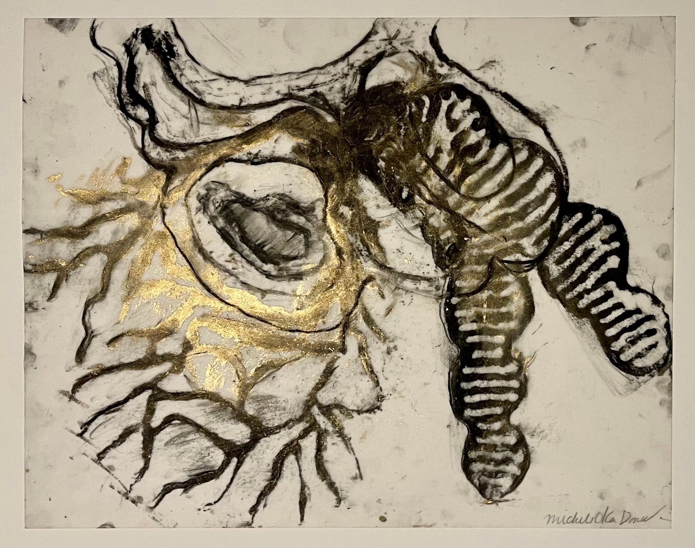 Peinture originale - Art biomorphique abstrait - Feuille d'or - Michele Oka Doner en vente 5