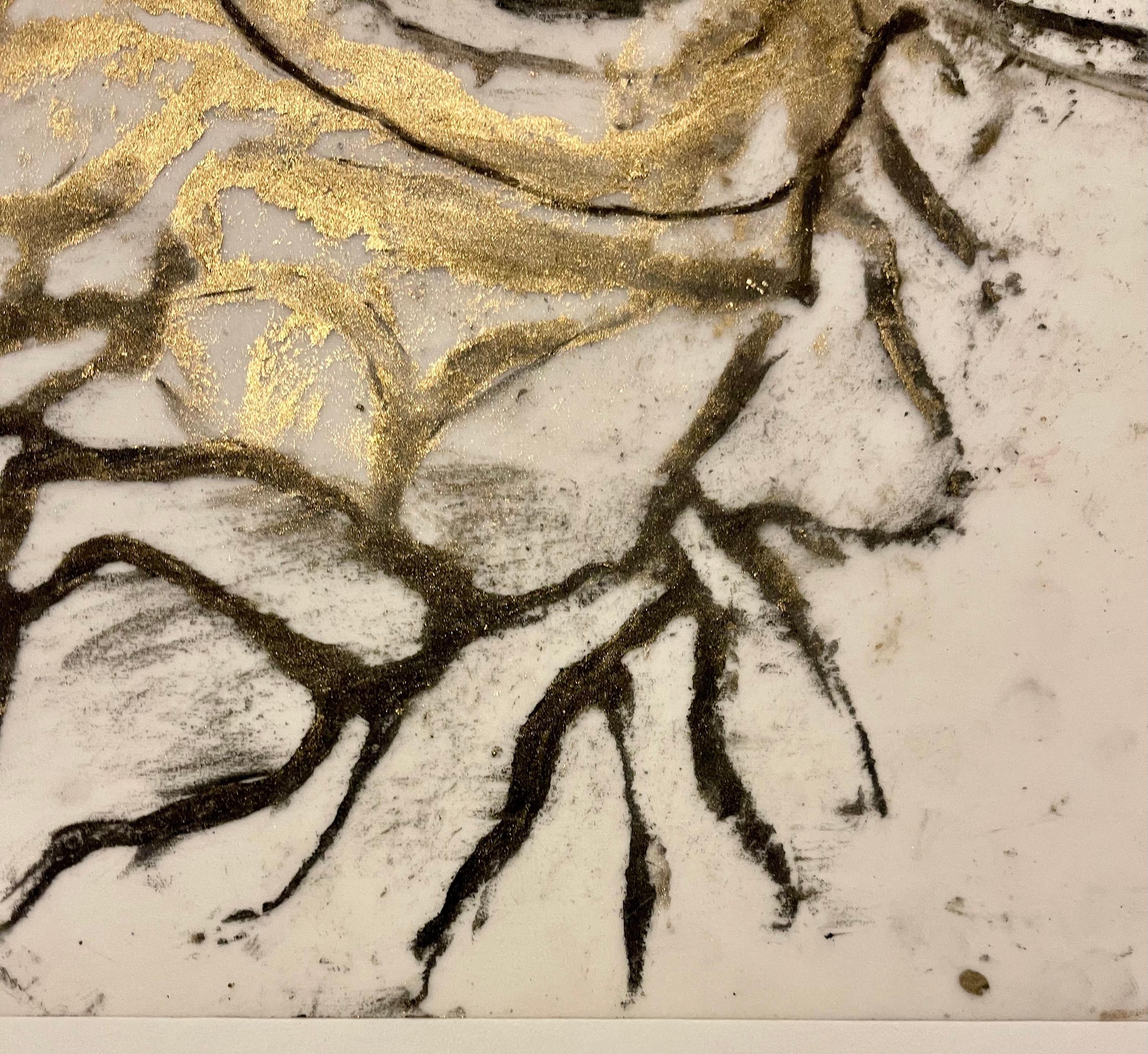 Original Drawing Painting Abstract Biomorphic Art Gold Leaf Michele Oka Doner For Sale 7