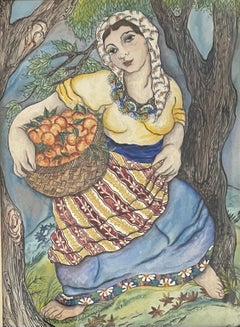 Harvest Expressionist Watercolor Painting Fritzi Brod WPA Woman Artist Chicago