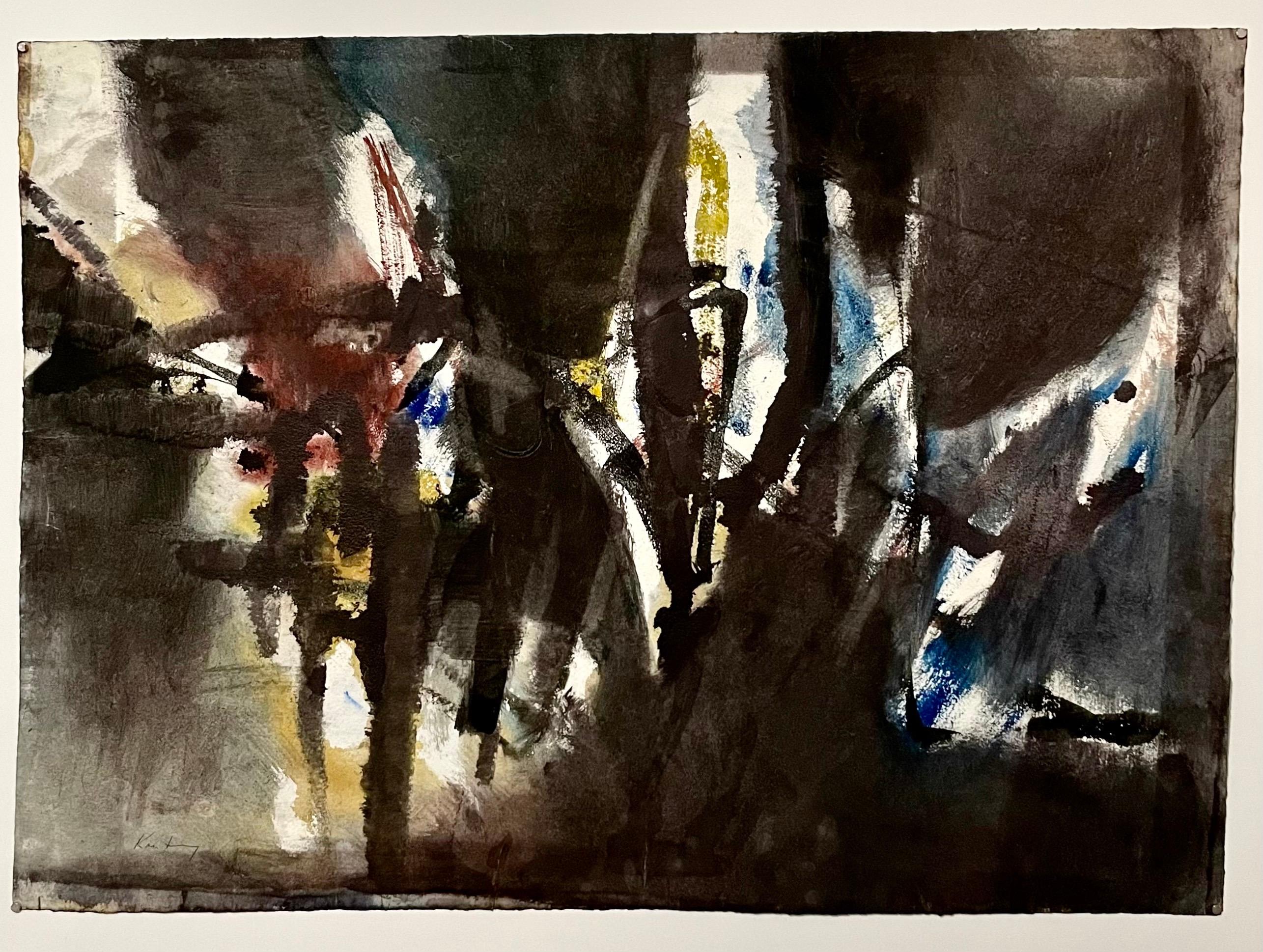 Modernist Abstract Expressionist Watercolor Painting Bauhaus Weimar Pawel Kontny For Sale 1