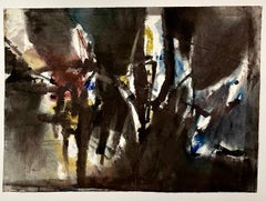 Modernistisches abstrakt-expressionistisches Aquarellgemälde der Moderne, Bauhaus Weimar, Pawel Kontny, Bauhaus