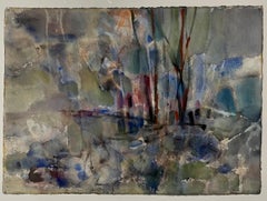 Modernistisches, abstrakt-expressionistisches Aquarellgemälde Bauhaus Weimar, Kontny