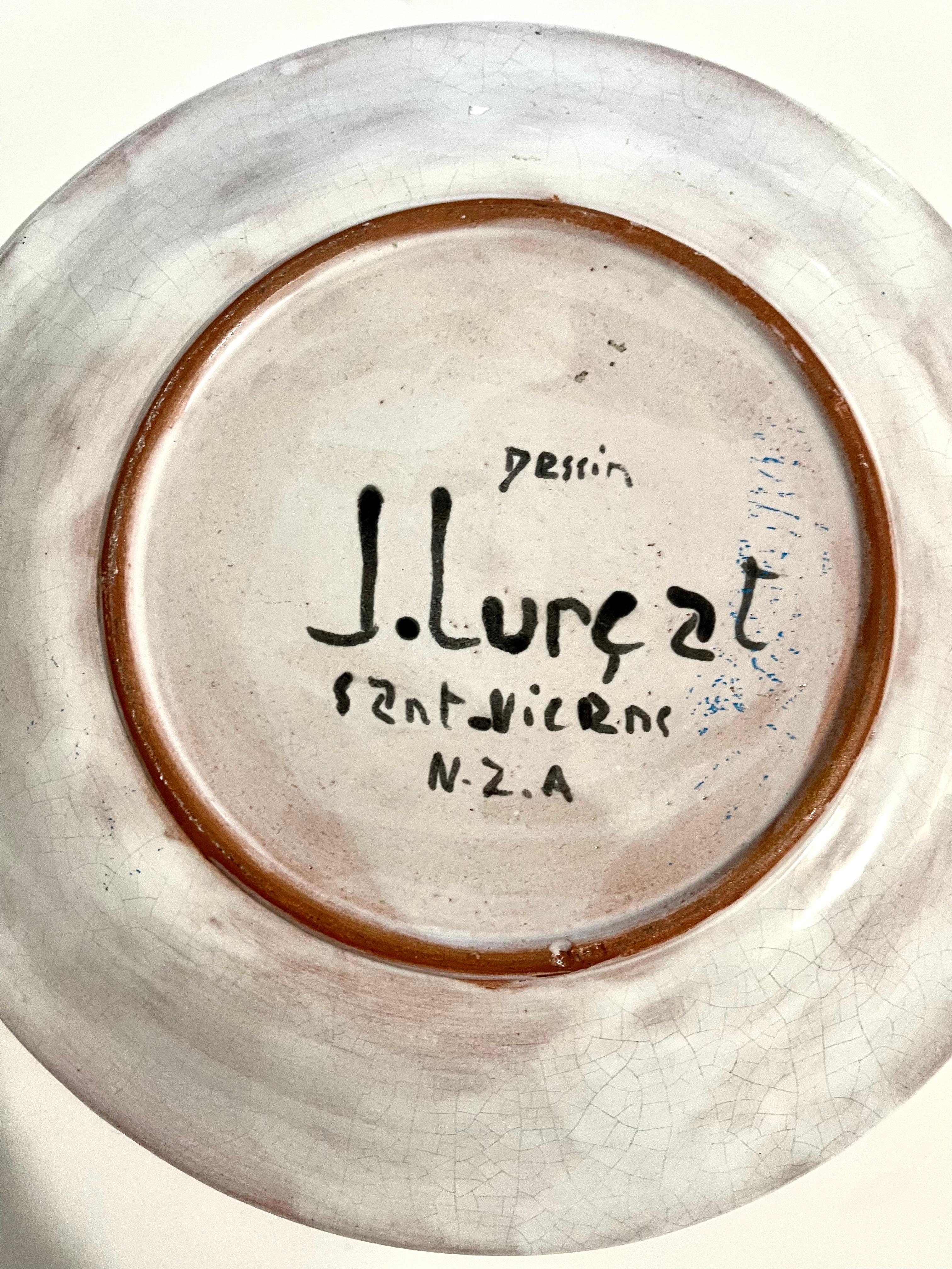 Vintage French Modernist Jean Lurcat Glazed Ceramic Plate Tete a Tete Masques 3